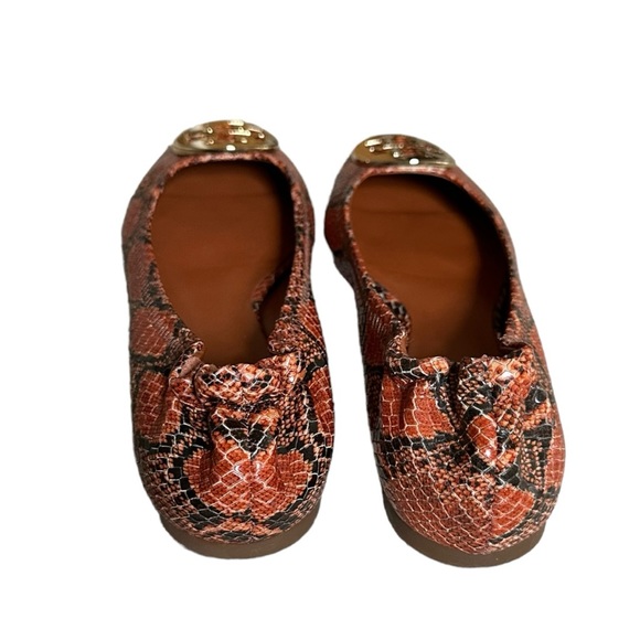 Tory Burch Reva Doria Dune Gold Snakeskin Ballet Flats Gold Logo Rare Colorway 7 - Picture 3 of 8